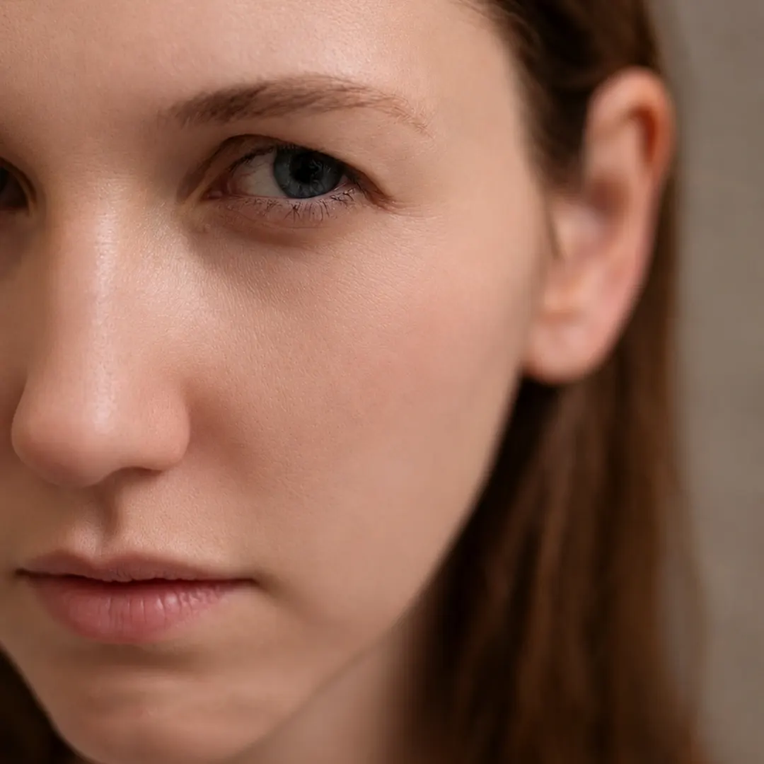 rostro de mujer después de tratamiento para la rosácea